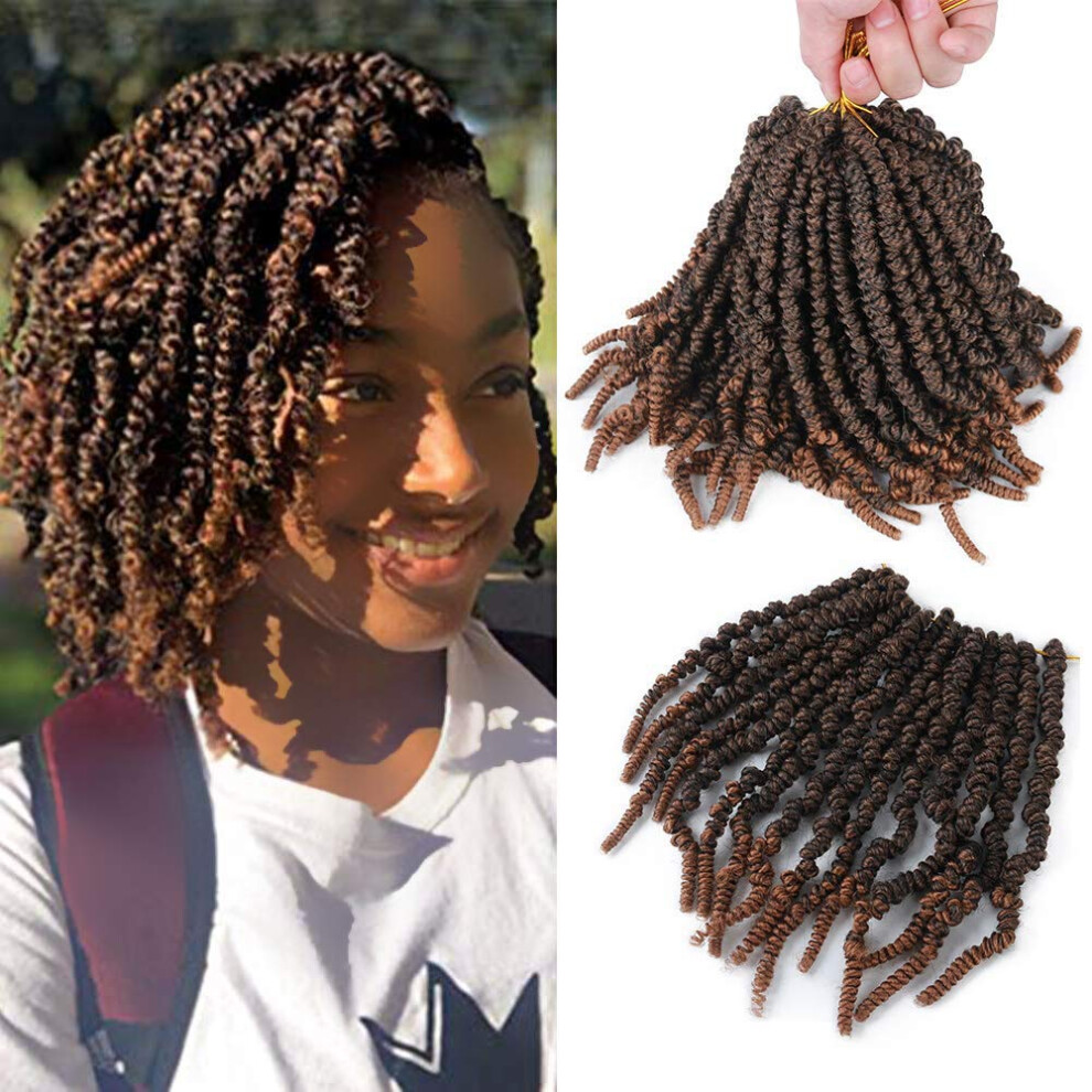 Unisex Black Ombre Spring Twist Crochet Braids 8 Inch Pretwisted Hair Extensions For Women T1b/30