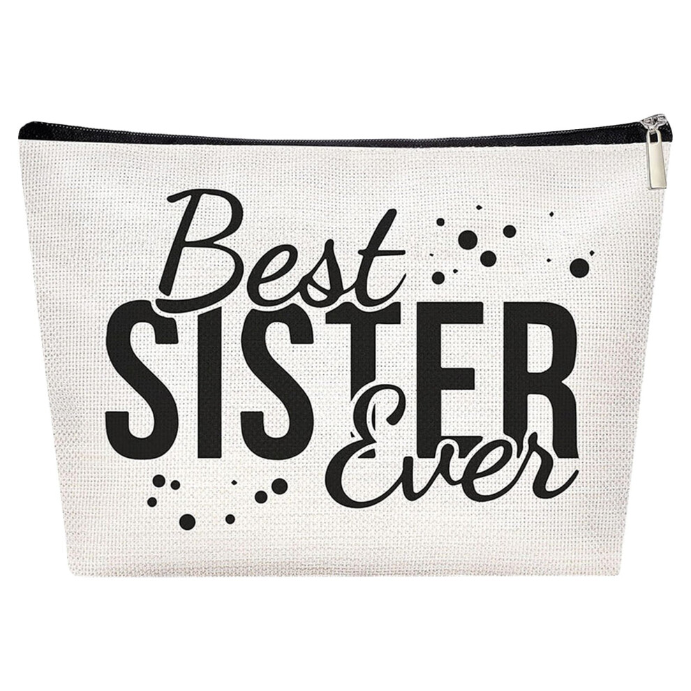 Fnyoxu Best Sister Ever Sister Gift Missing You Send Love Makeup Case toiletry Bag Gift for Friend Makeup Bag for Best Friend Gifts(E)