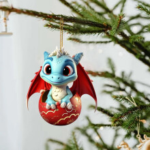 WinysinChristmas Cute Dinosaur Egg Pendant Mini Blue Dragon Hatching Christmas Tree Decoration Pendant