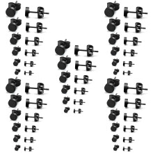 Eease 30 Pairs Surgical Steel Oblate Ear Piercing Earrings Stud with Size 3mm 4mm 5mm 6mm 7mm 8mm for Men Ear Jewelry Decoration (Black)