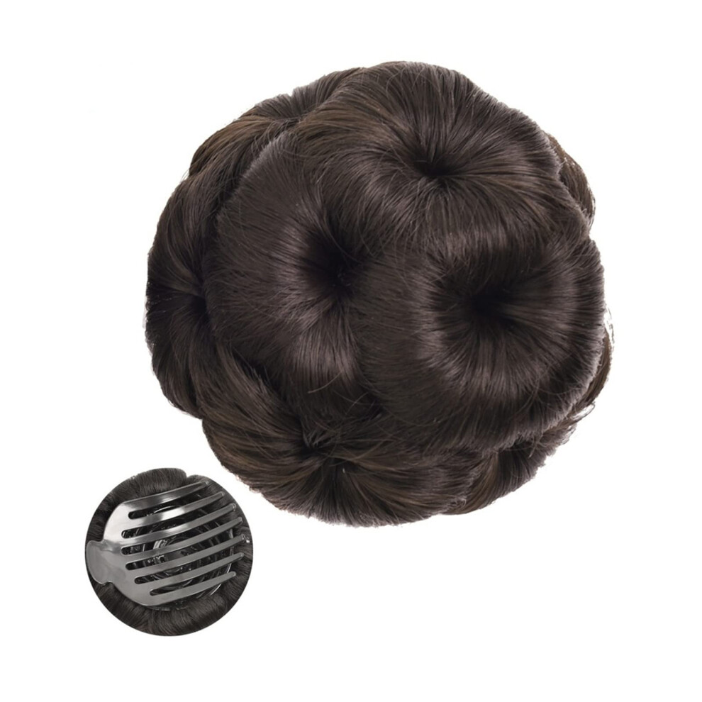 Unisex Hair Bun Extension Curly Clip In Hairpiece Synthetic Chignon Ponytail Messy Bun Nf1114