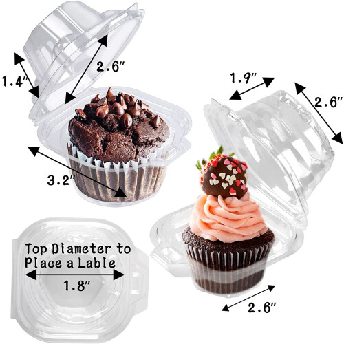 Changmaius 25 Pack Individual Cupcake Containers Plastic Cupcake Boxes Cupcake Holders Stackable Deep Dome Cupcake Carrier 2