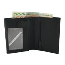 Spacious men's leather wallet with 12 card slots - Black