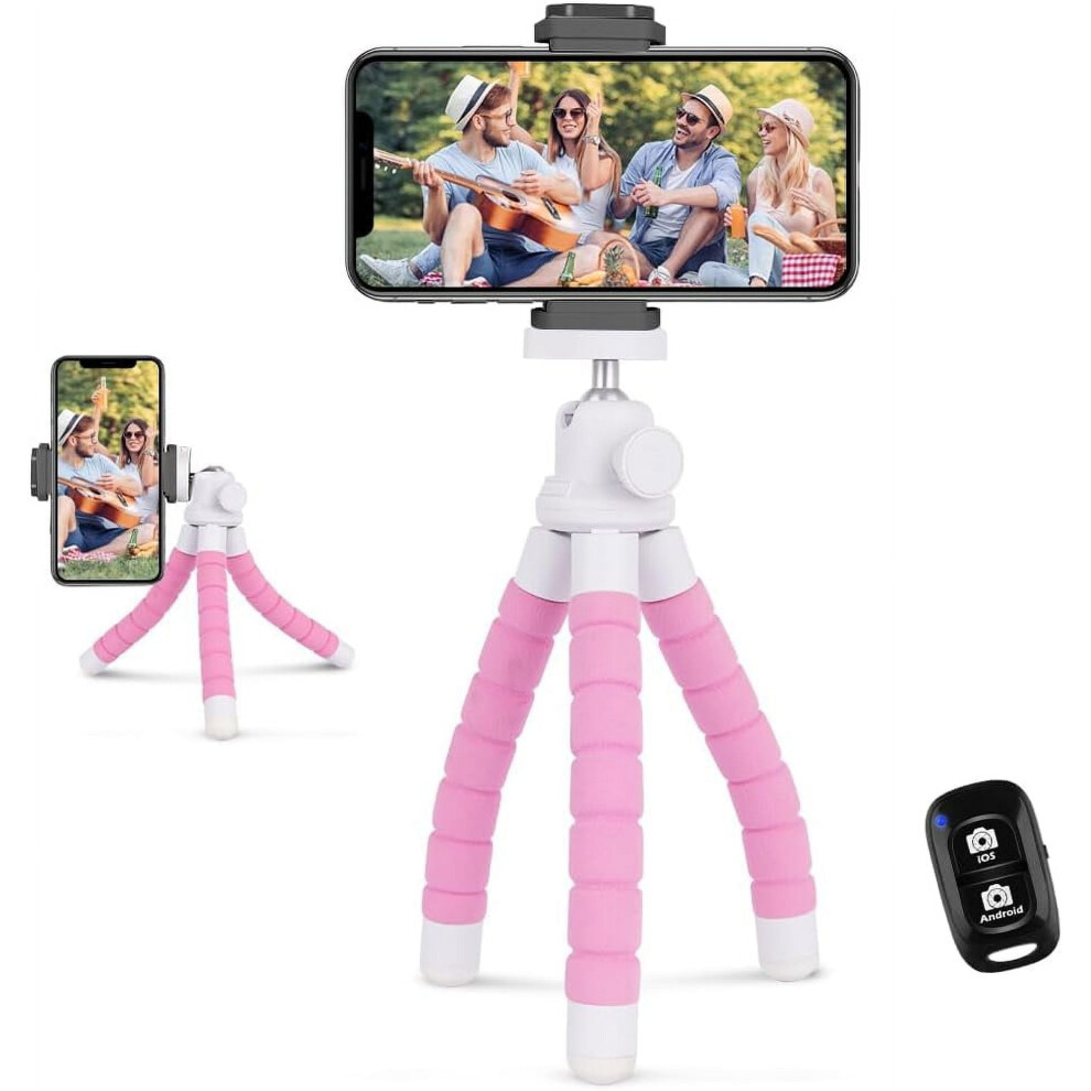 Tripod A Phone Tripod, Portable And Flexible Tripod With Wireless Remote And Clip, Cell Phone Tripod Stand For Video Recording (Pink) Pink 9175034949852