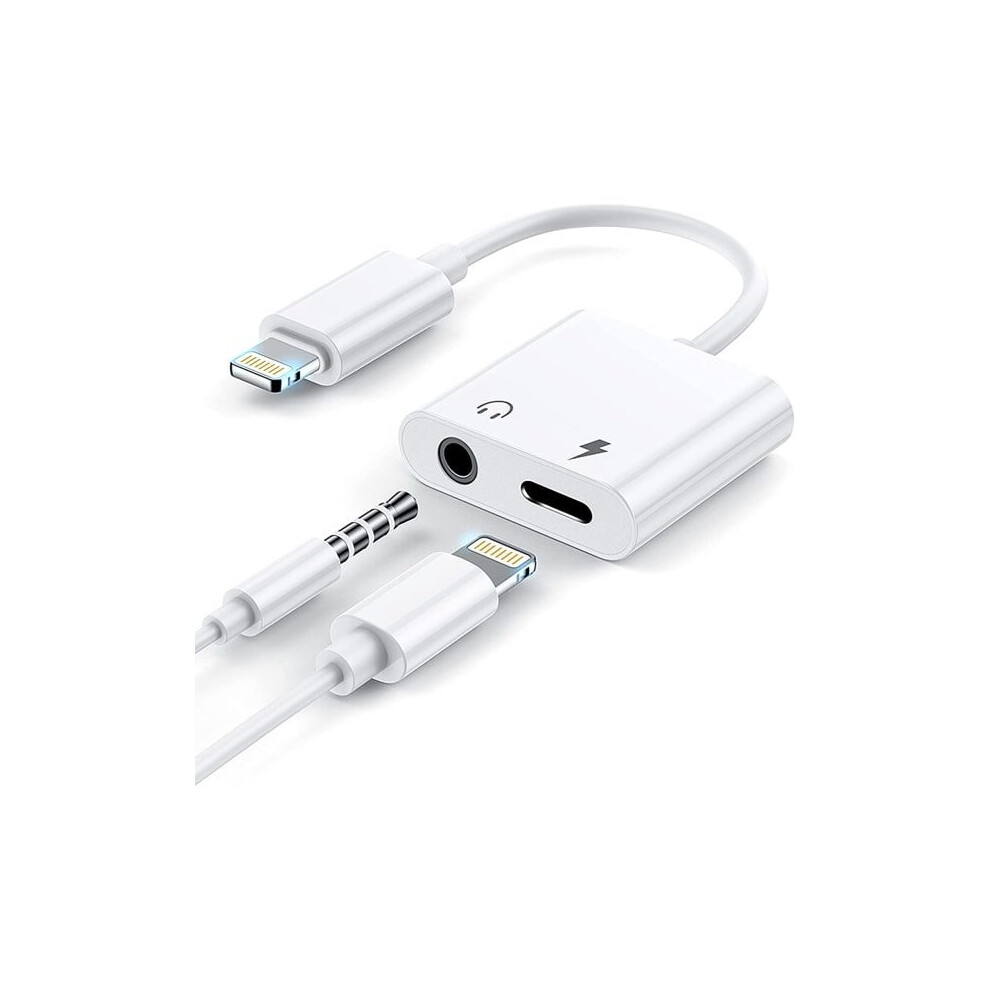 2 In 1 Headphone Adapter For Compatible With Iphone, Compatible With Apple Lightning To 3.5Mm Jack Aux Audio Dongle 9175034950971