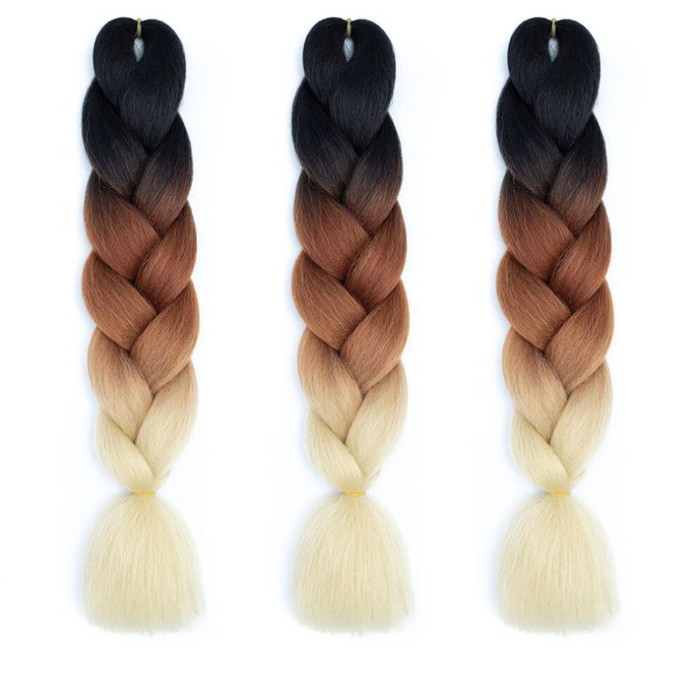 24 Inch Jumbo Braiding Hair Extensions,  Temp Synthetic, Vibrant Multicolor, 3PCS
