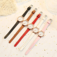 Xinyolin Women Watch Set: Adjustable Round Dial, Faux Leather Strap, Star Moon Bracelet, Cute Cat Ear Design - Birthday Gift
