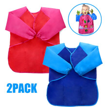 2PCS Kids Art Smocks Painting Apron for Children with Long Sleeves and 3 Large Pockets for Age 3-8 Years
