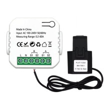 Tuya Smart ZigBee -energiamittari, 2-tie, kaksisuuntainen, virta-anturipihdit, sovellusvalvonta, 100–240 VAC, 1 kanava, 1 CT