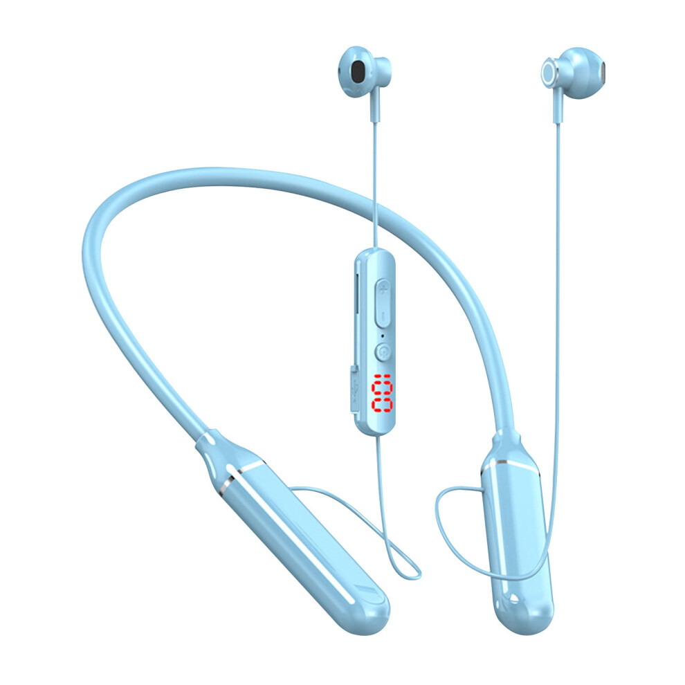 Avtoify Wireless Tooth Headset Neck Type Stereo Noise Reduction Universal Plug-In Card Sport Ear Headset Mic Blue 9482828987335