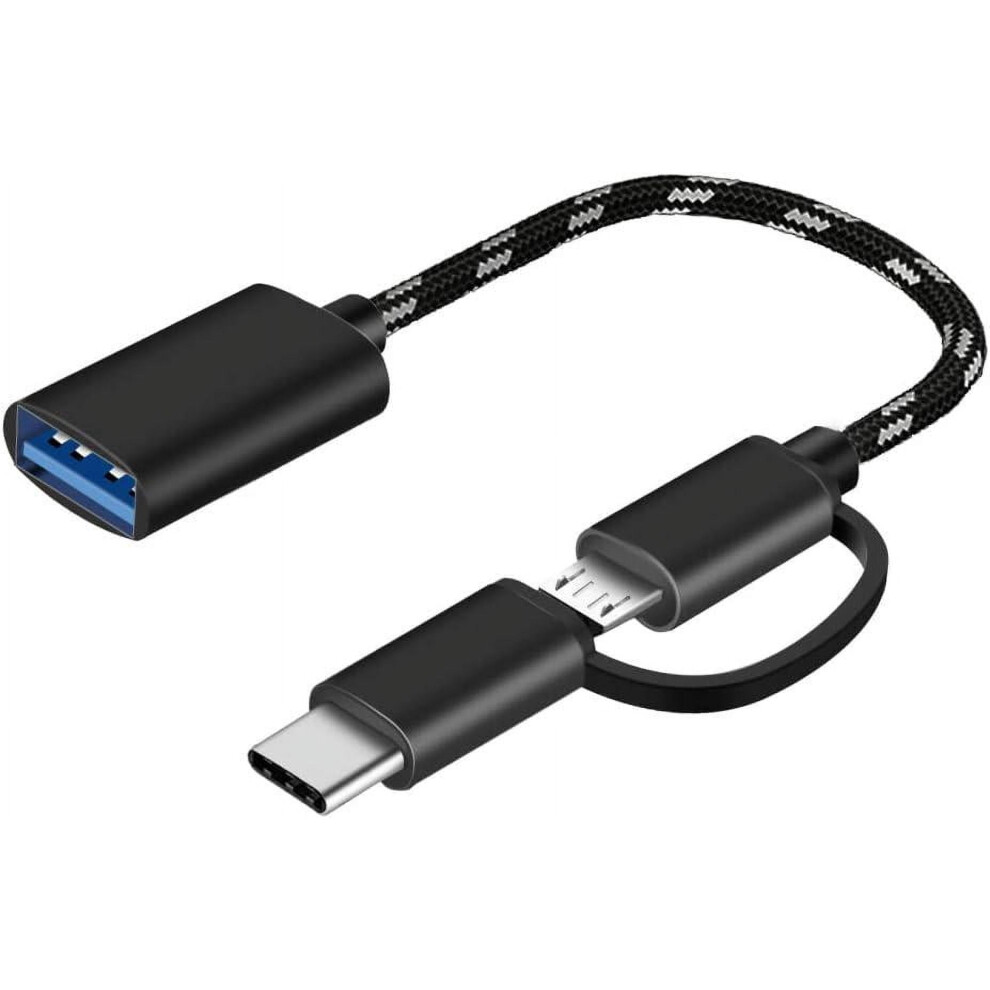 Clamp Usb C/Micro Usb To Usb Adapter, Micro Usb/Usb-C To Usb 3.0 Converter, Otg Adapter Cable Compatible With Macbook, Android Phones And More Black 9482828986949