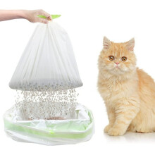 14 Packs Sifting Cat Litter Bags Jumbo Thick Cat Litter Box Liners with Holes & Drawstring, Disposable Extra Large Cat Pan Liners