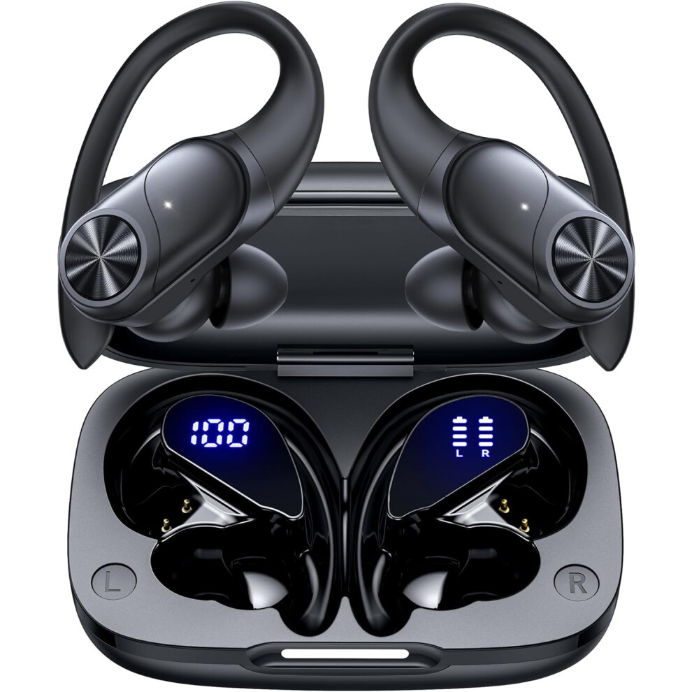 Wireless Earbuds 80H Playtime, Wireless Charging Case, Digital Display, Ipx7 Waterproof, With Earhook, Premium Bass, Compatible With Tv/Phone/Laptop, 9482828986833