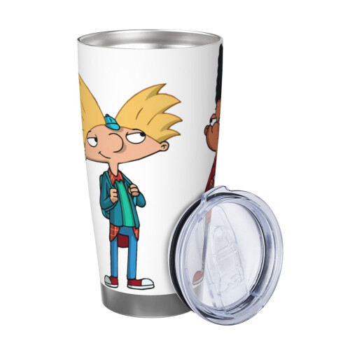 Hey Arnold 20oz Tumbler, Κούπα ταξιδιού καφέ από ανοξείδωτο ατσάλι με μόνωση κενού, Κούπα 1