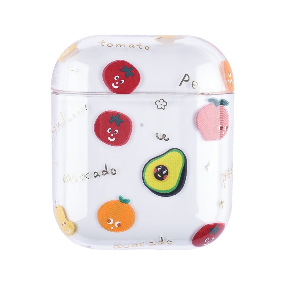 Janrevotw Compatible With Airpods Case, Hard Shockproof Protector With Keychain For Compatible With Apple Compatible With Airpods 1 & 2, Clear Fruit 9482828359873
