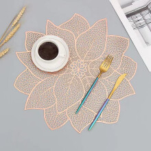 LINLIN Round Placemats, 4 Pack Decorative Placemats PVC Placemats Hollow Table Place Mats Heat Resistant Non-slip Dining Placemats