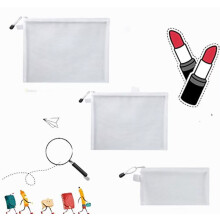 Pachet de 3 buc geantă cosmetică multifuncțională din plasă de nailon, truse de machiaj de călătorie, creion organizator de călătorie, albă