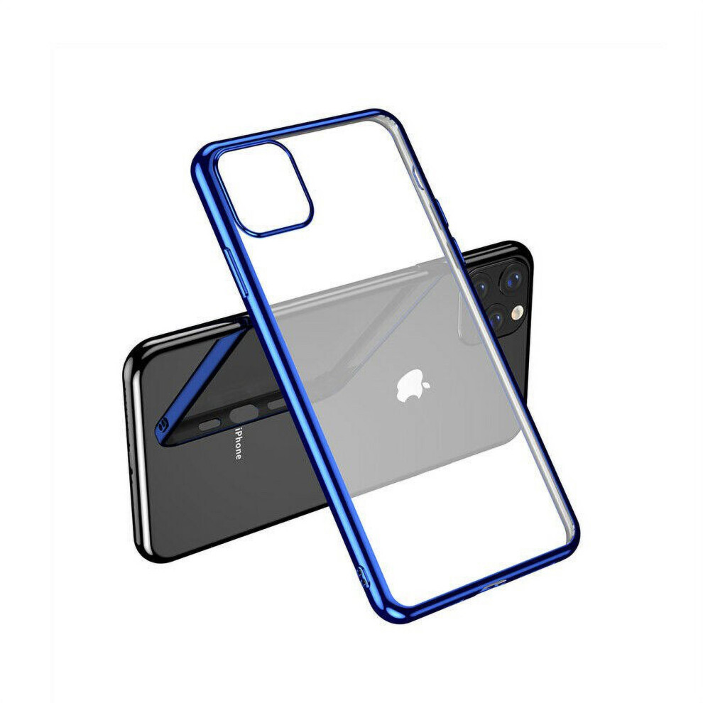 For Compatible With Iphone 11 Pro Clear Silicone Case With Edge Blue 9482828361715