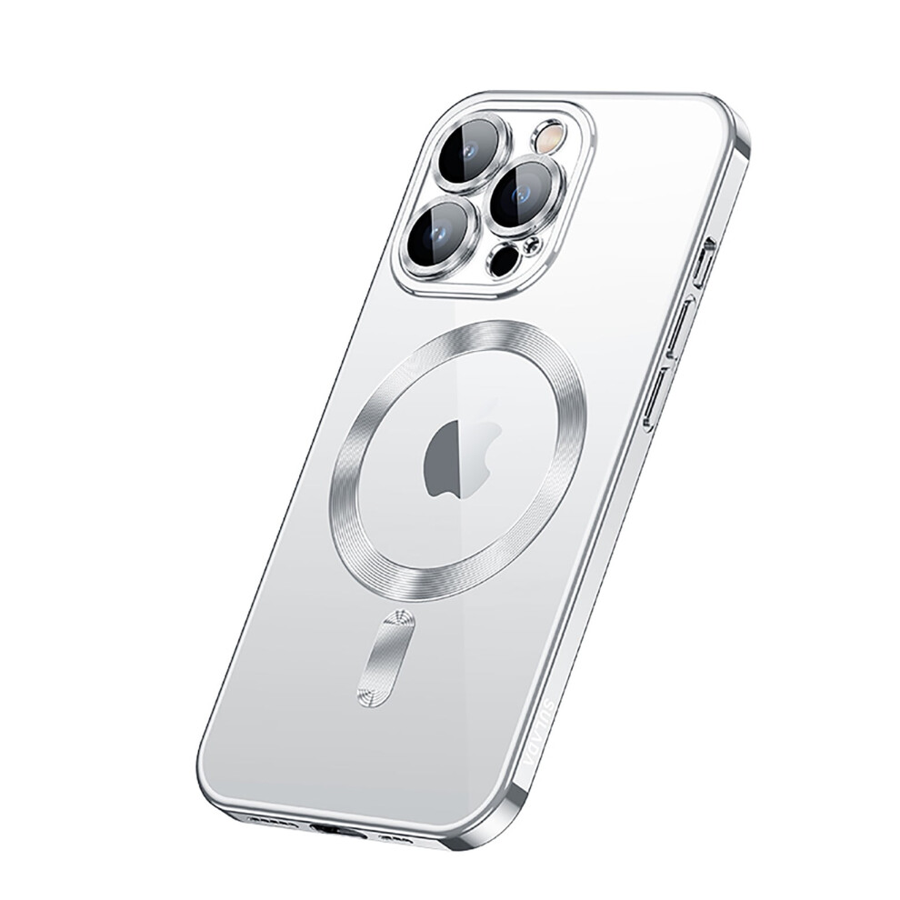 Slim Compatible Iphone 13 Pro 6.1" Wireless Charging Case - Tpu Shockproof Clear Anti-Drop Magsafe Hd Glass Film Protection Ultra-Thin Fit, Silver 9482828361609