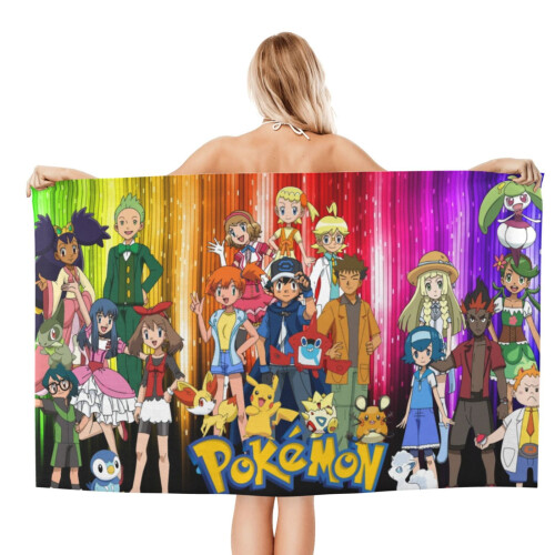 Πετσέτα πισίνας Pokemon, πετσέτα πισίνας πολλαπλών χρήσεων, εξαιρετικά μαλακή,