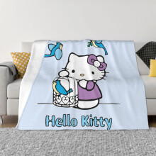 Deka Hello Kitty, flanelová flísová deka, super mäkká, útulná, teplá, plyšová posteľná bielizeň na pohovku, obývačku, spálňu -