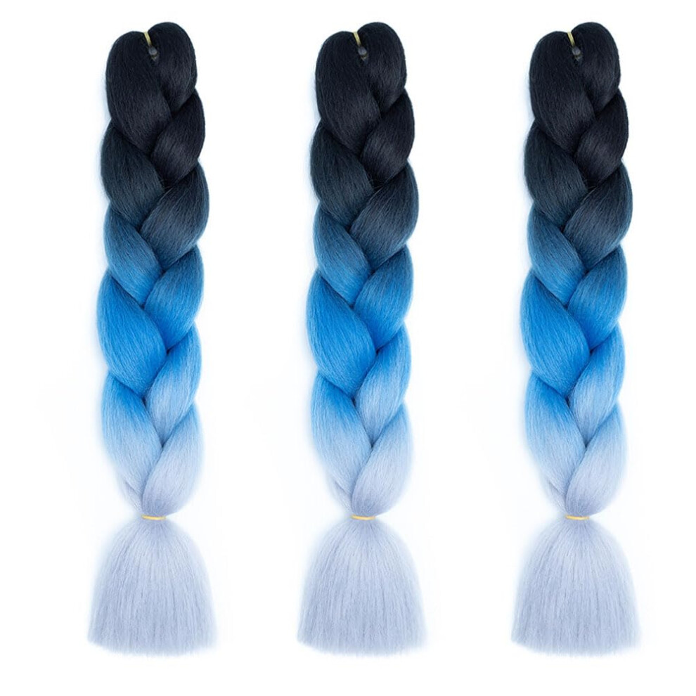 Jumbo Braiding Hair Extensions 24 Inch Heat Resistant Multicolor Synthetic Fiber 3PCS