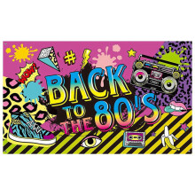 Dekorace z 80. let, extra velká látka, banner s nápisem „Zpět k hip hopu“, pozadí do fotobudky