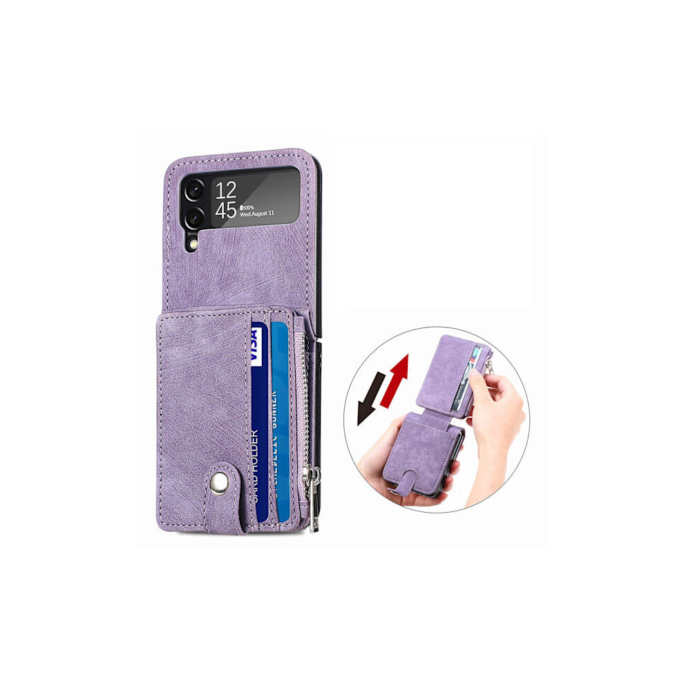 Compatible With Samsung Galaxy Z Flip 4 - Case With Card Holder Purple 9773935136694