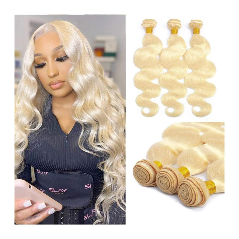 Unisex 613 Blonde Human Hair Bundles Brazilian Body Wave Extensions Virgin Remy Full Cuticle Aligned