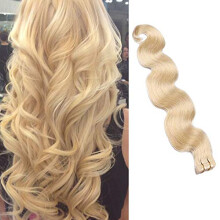 613 Blonde Tape in Hair Extensions 22 Inch Human Hair Body Wavy Seamless Skin Weft Soft Silky
