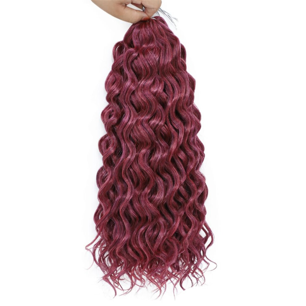 Unisex 18 Inch Ombre Ocean Wave Crochet Braids Hair Extensions Synthetic Curly For Women 4 Pcs