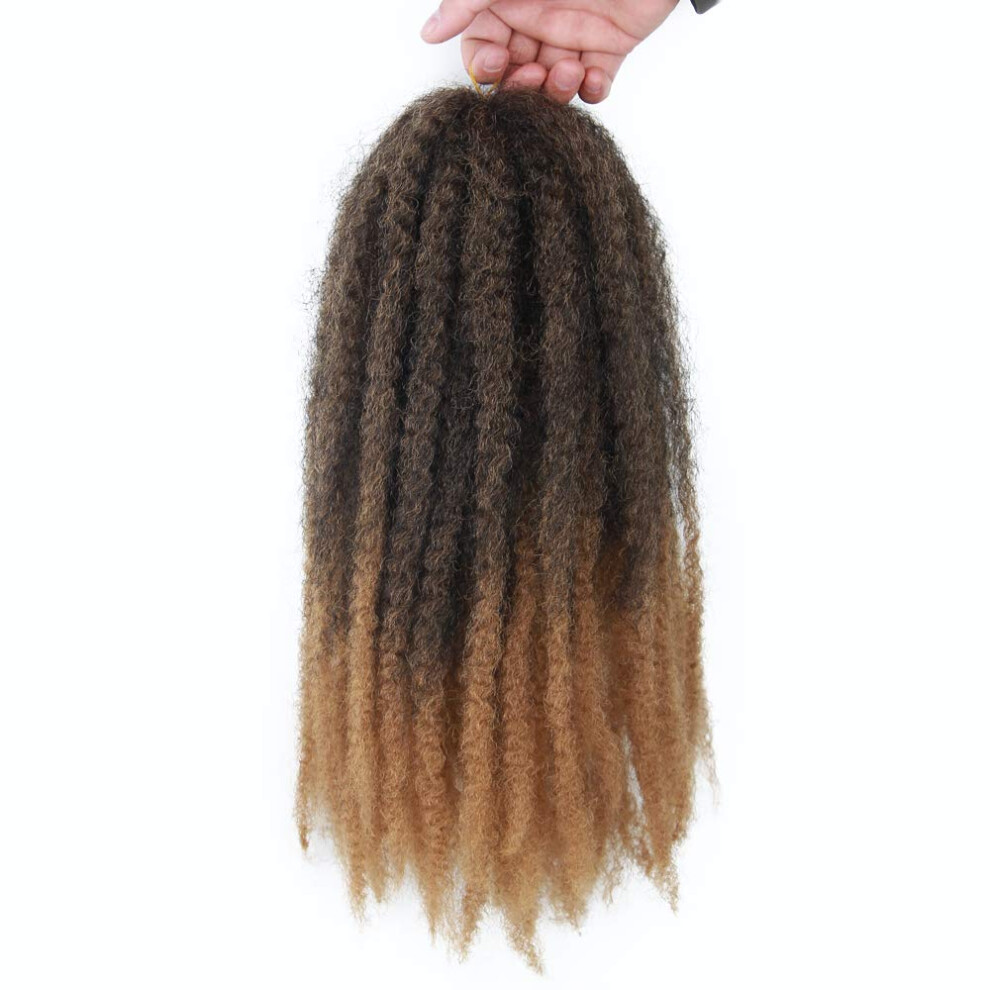 Unisex Afro Kinky Curly Crochet Braids 18 Inch Ombre Synthetic Extensions For Women 1B27
