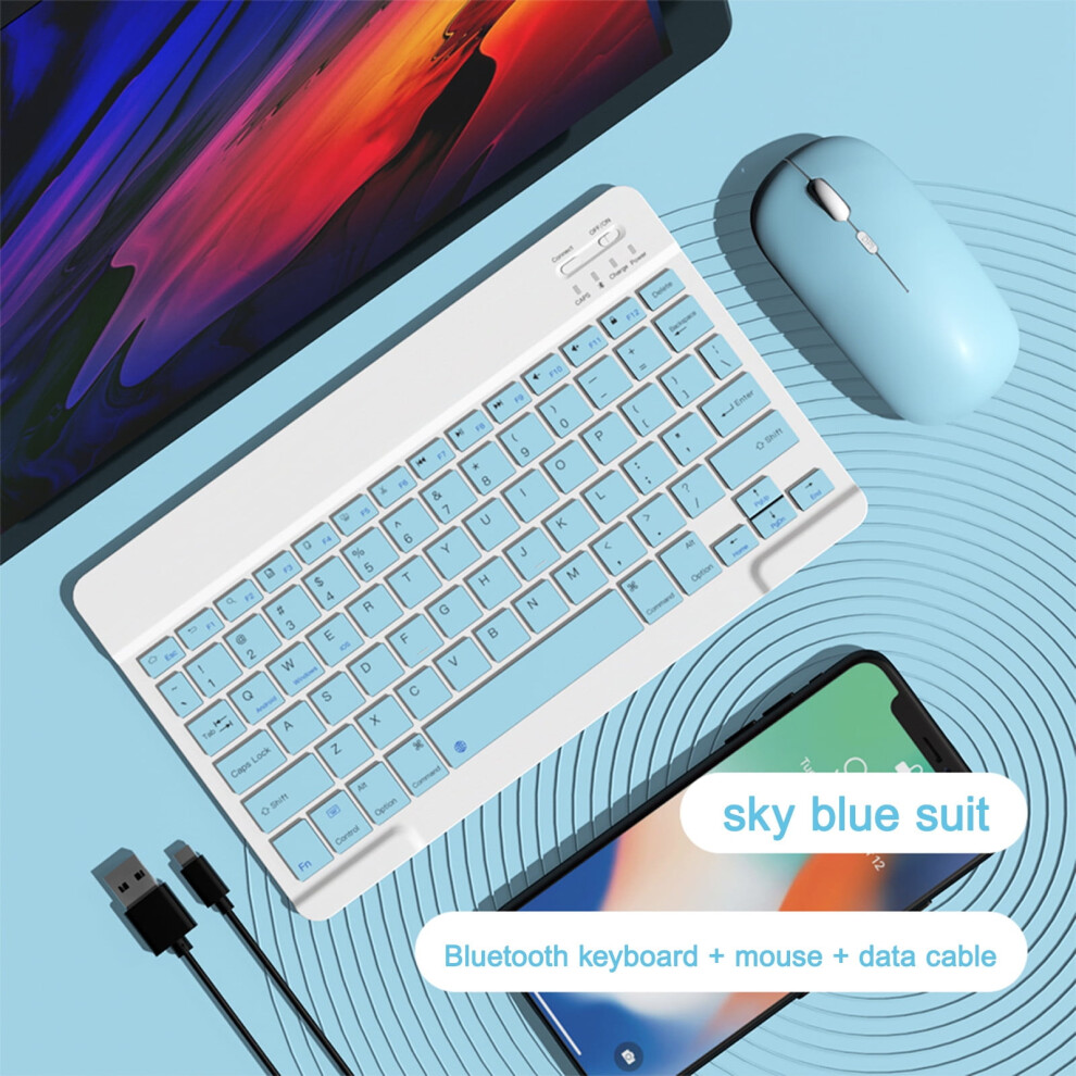 Wireless Keyboard & Mouse Combo, Portable Mini Bluetooth For Android, Windows, Pc, Tablet, Compatible With Ipad, Gift For College Or Friend 9482726592969