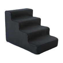 Cat Ramp Dog Stairs Ladder Machine Washable Cover Portable Scratch Resistant Stair Cover Multifunctional for Small Dogs Cats 4 Steps Balck