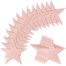 Farfi 50 Sheets Glitter Five Star Colorful Wide Application Cutouts Vibrant Exquisite Classroom Home Decoration (Pink)