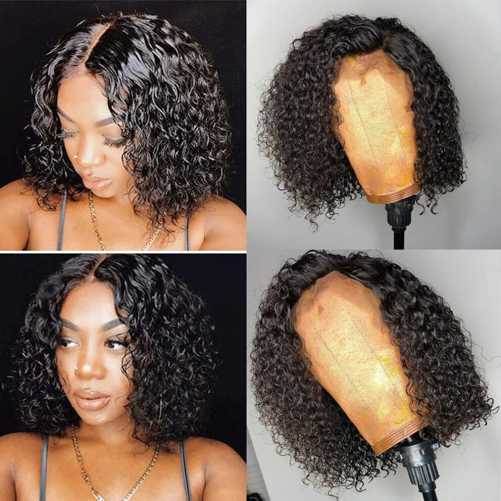 Unisex Brown Human Hair Lace Front Wig Brazilian Virgin Hair Highlight Pre Plucked 13X4 Straight Wig 8In