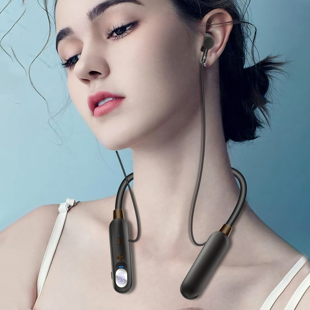 Jacenvly Bluetooth Neckband Headphones, Hd Stereo Wireless Sports Earphones With Noise Cancelling Mic, Led Display & Magnetic Attraction 9175034955518