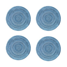 14 Inch Round Braided Placemats Set of 4, Washable Heat Resistant Cotton Polyester Circle Boho Place Mats for Kitchen Dining Table