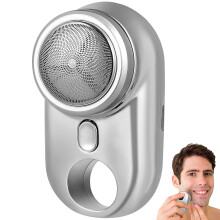Portable Electric Shaver Mini Shaver Rechargeable Shaver Razor for Home Car Travel (Silver)