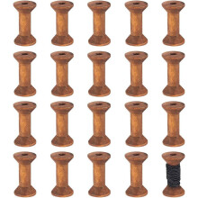 20Pcs Antique Wooden Empty Spools 1.57inch Empty Thread Spools Wooden Ribbon Spools Bobbins for Wire Weaving Arts DIY Wood Projects