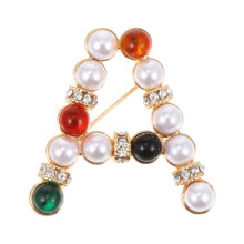 Guangmc initialperle rhinestone brosje bokstav A - smykkegave