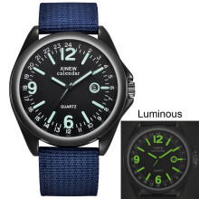 Orologio da polso militare da uomo al quarzo con quadrante nero e datario, orologio sportivo di lusso, in offerta per le vacanze.
