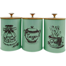 Set di 3 contenitori da cucina per caffè, tè e zucchero, in ferro, moderni, organizer decorativi, con coperchi antipolvere, contenitori per la