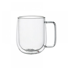 Xícara de café de vidro duplo, feita de vidro borossilicato de alta qualidade, ideal para café, leite e bebidas frias.