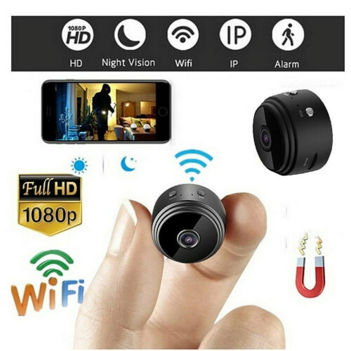 Μίνι κάμερα νυχτερινής όρασης YiFudd HD1080p Wi-Fi, μαύρη