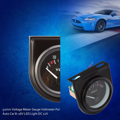 Voltmetro da 52 mm per auto, 8~16 V, luce LED, DC12 V 2