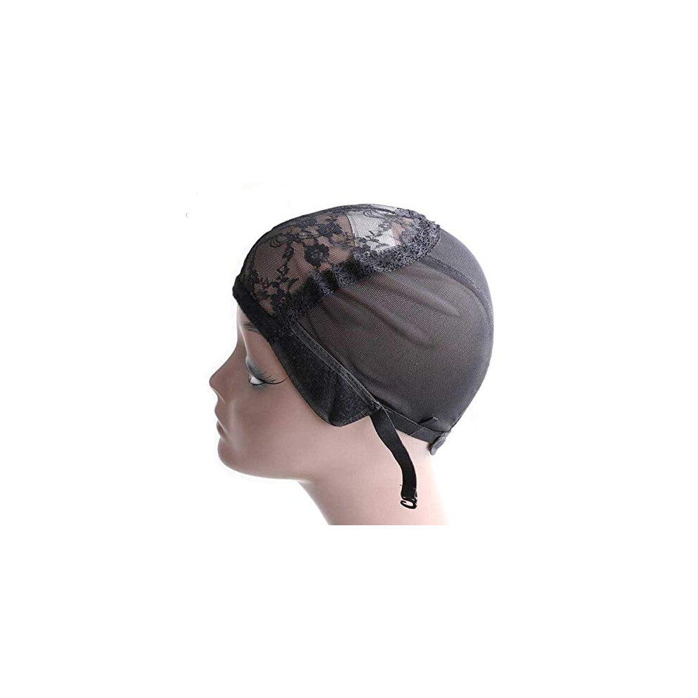 Unisex Black 5 Pcs Adjustable Wig Cap Dome Stretch Spandex For Making Wigs Lace Front And Full Lace