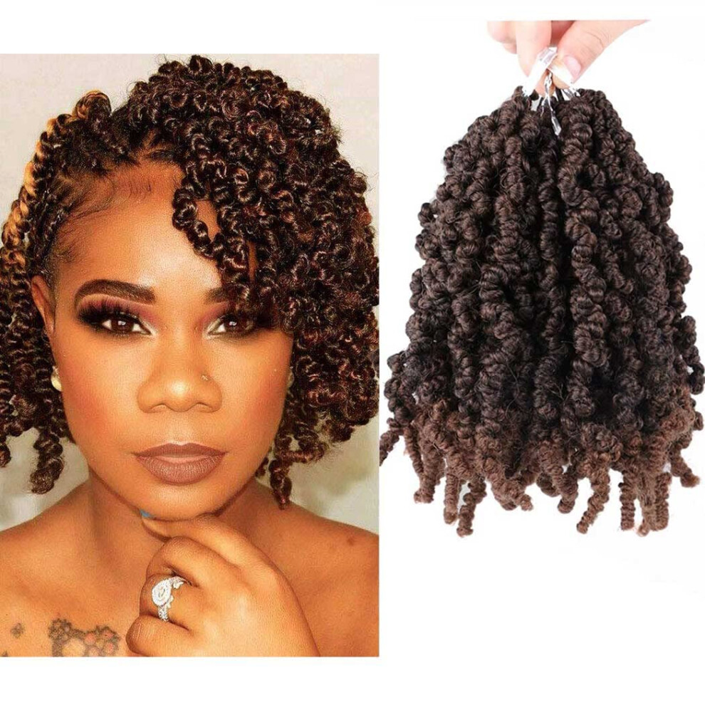 Unisex Black Spring Twist Crochet Hair 8 Inch Pretwisted Passion Twist Braids For Women T30