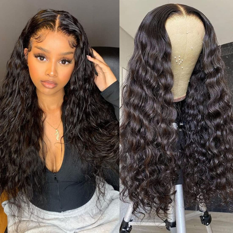 Unisex 16 Inch Deep Wave Human Hair Lace Front Wig 150% Density Brazilian 13X4 Glueless Preplucked