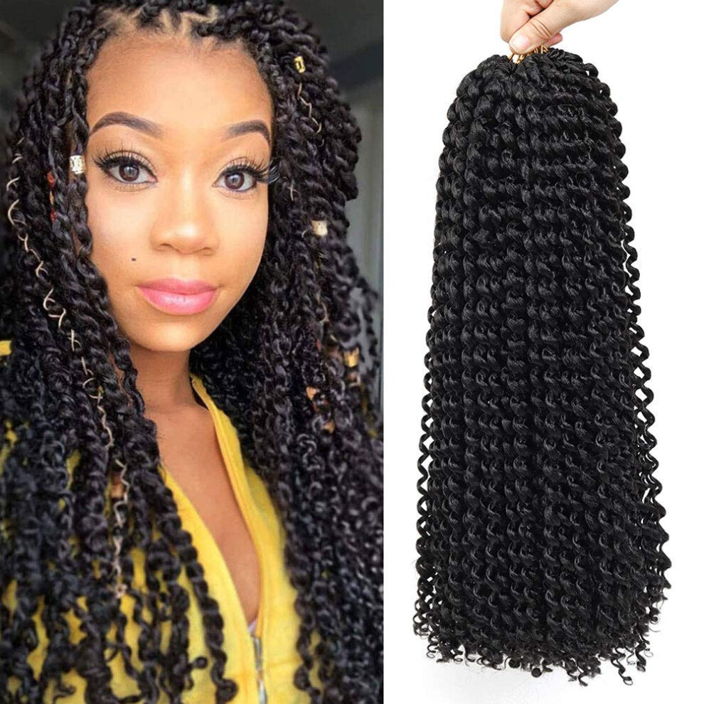 Unisex 22 Inch 7 Packs Passion Twist Crochet Hair Extensions Pretwisted Bohemian Water Wave Braids #1B